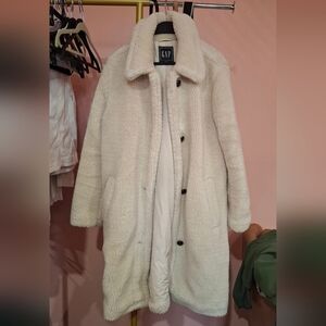 GAP Cream Sherpa Long Coat